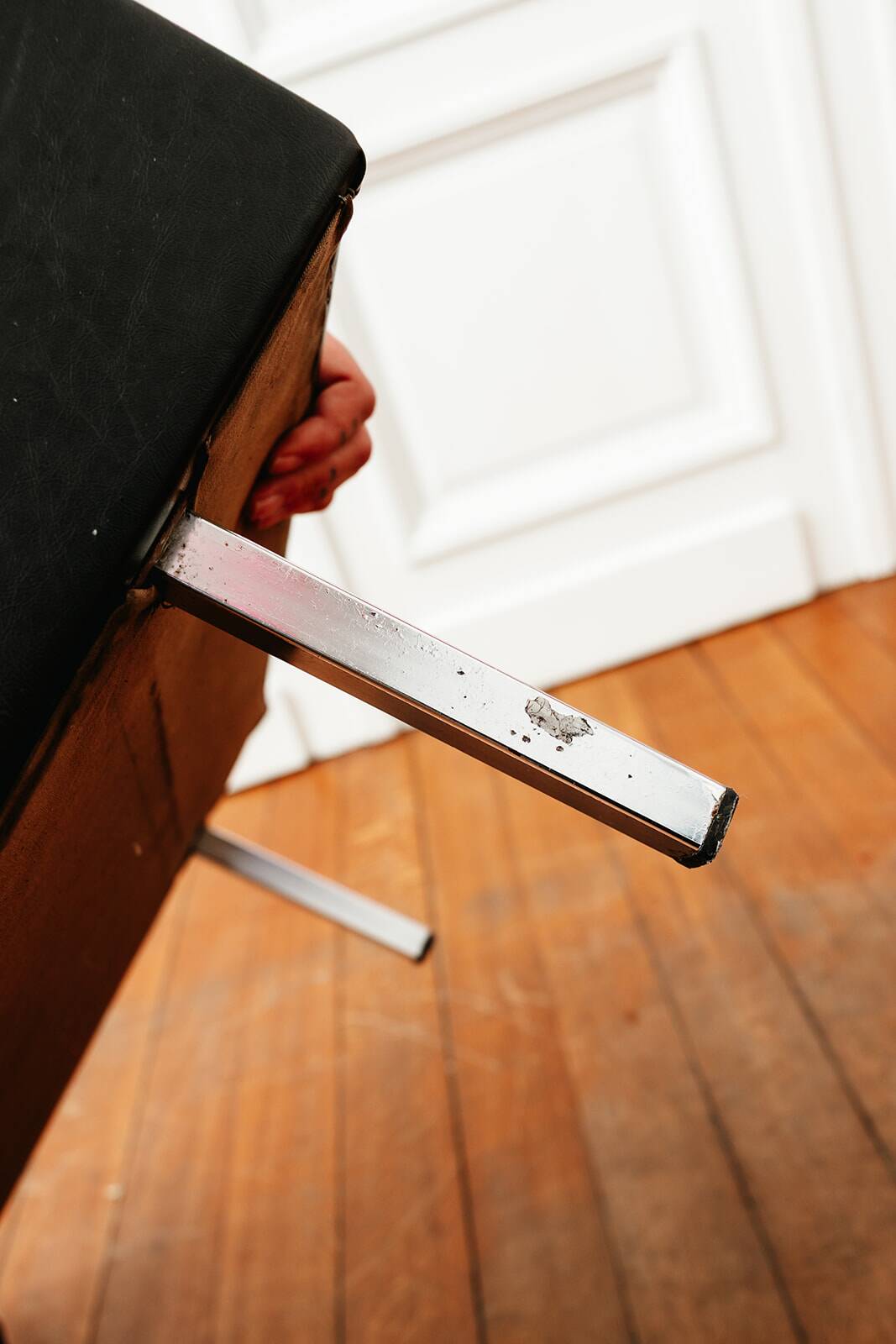 Black faux leather armchair, 1960