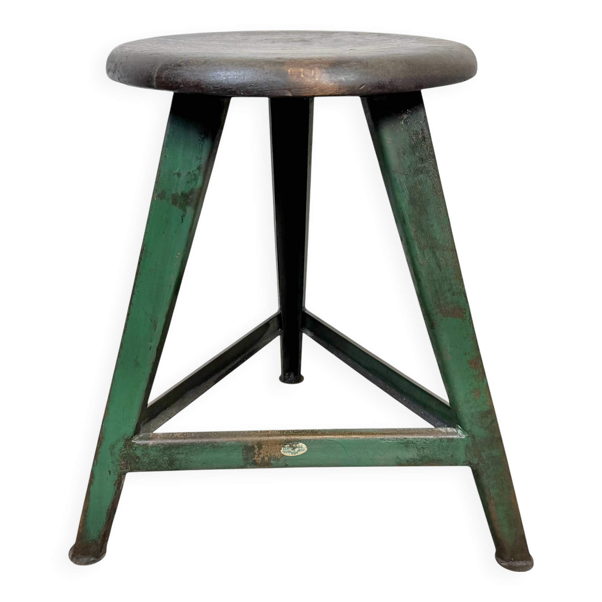 Dark Green Industrial Workshop Stool from Drupol, 1960s