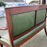 Empire style bench in mahogany and green leather