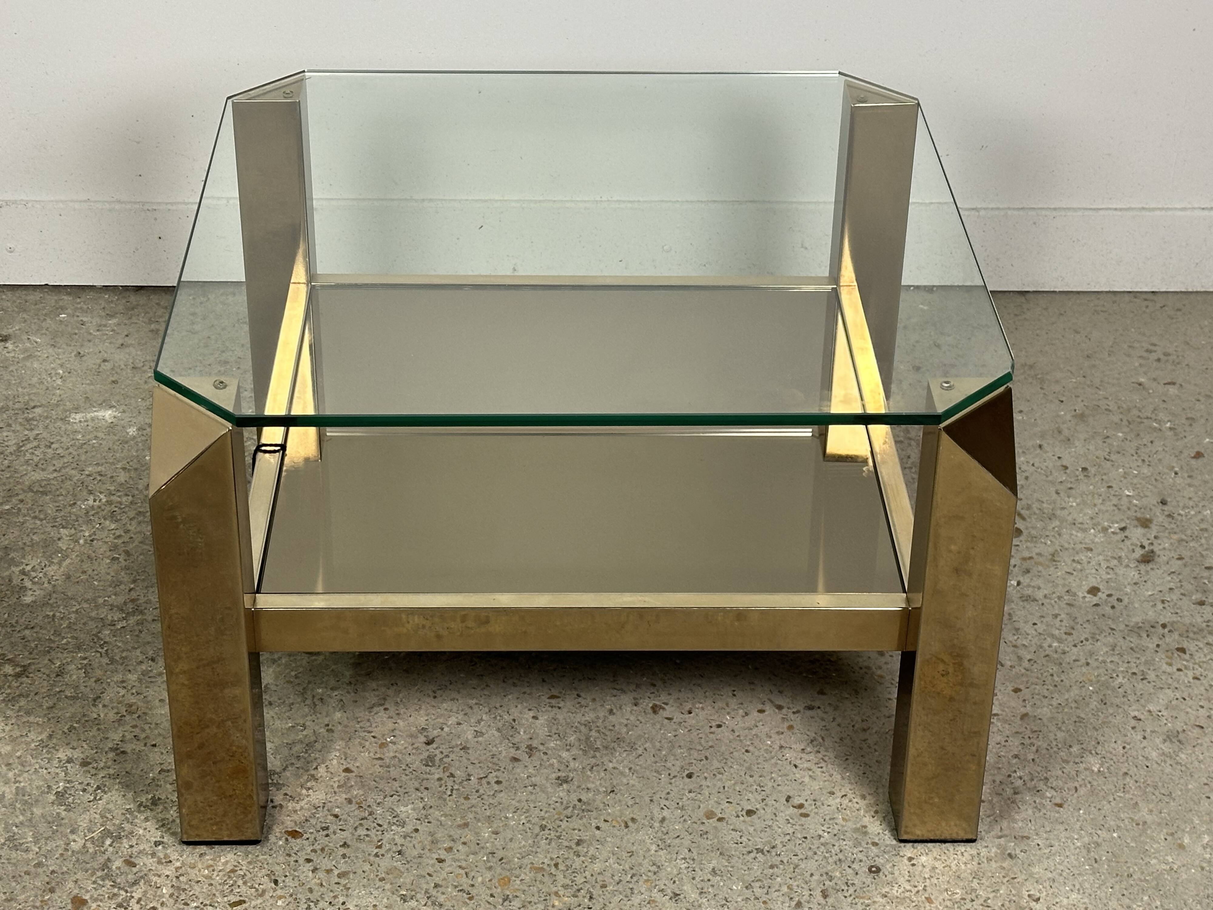 Coffee table by Belgo Chrome 1970 in 23 carat plating