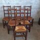 Set of 6 chairs in straw and solid wood.