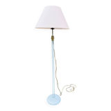Tubular floor lamp in blue-grey metal and brass, 1930
