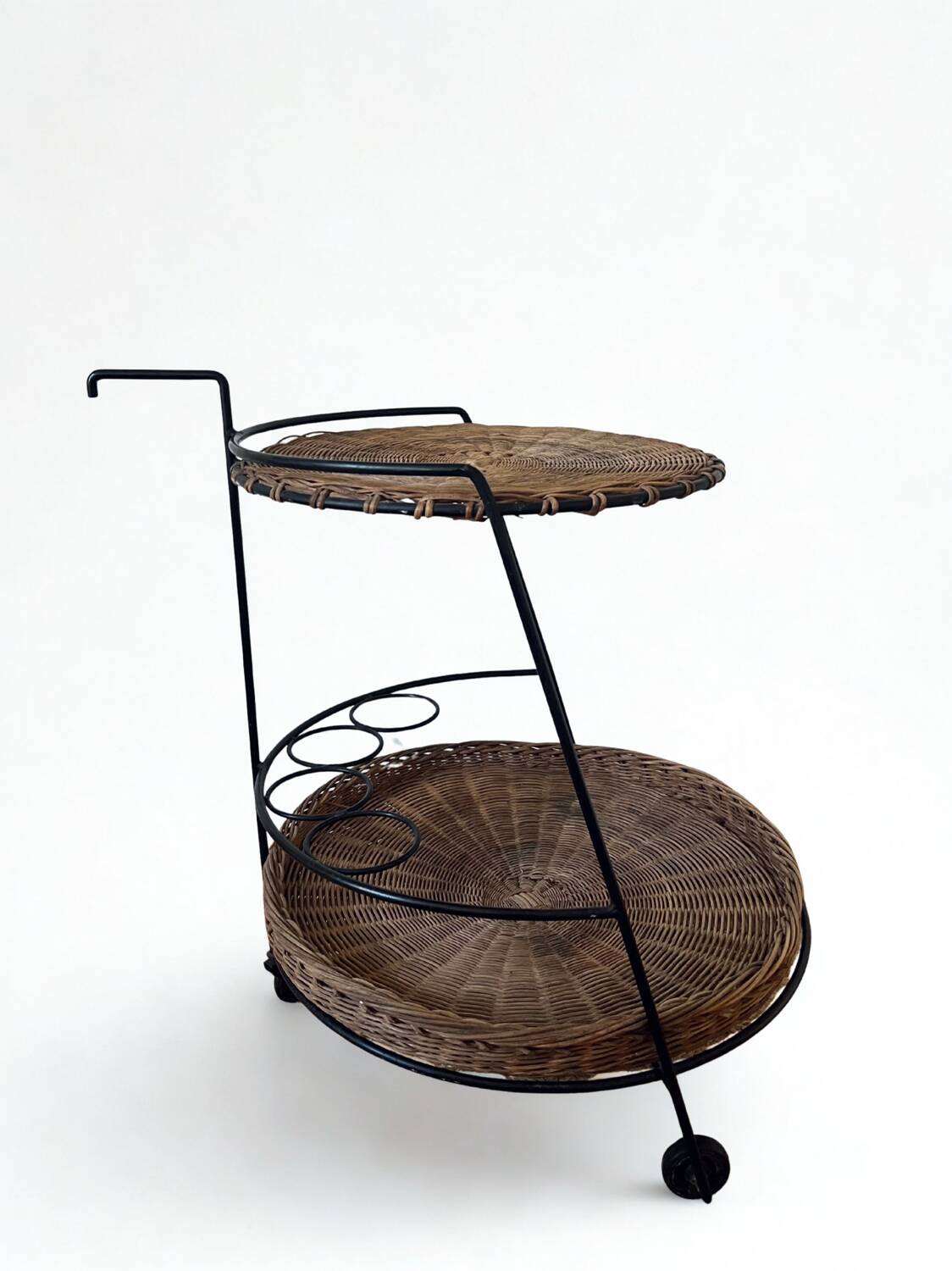 Metal and rattan dessert table Raoul Guys for Airborne 1950