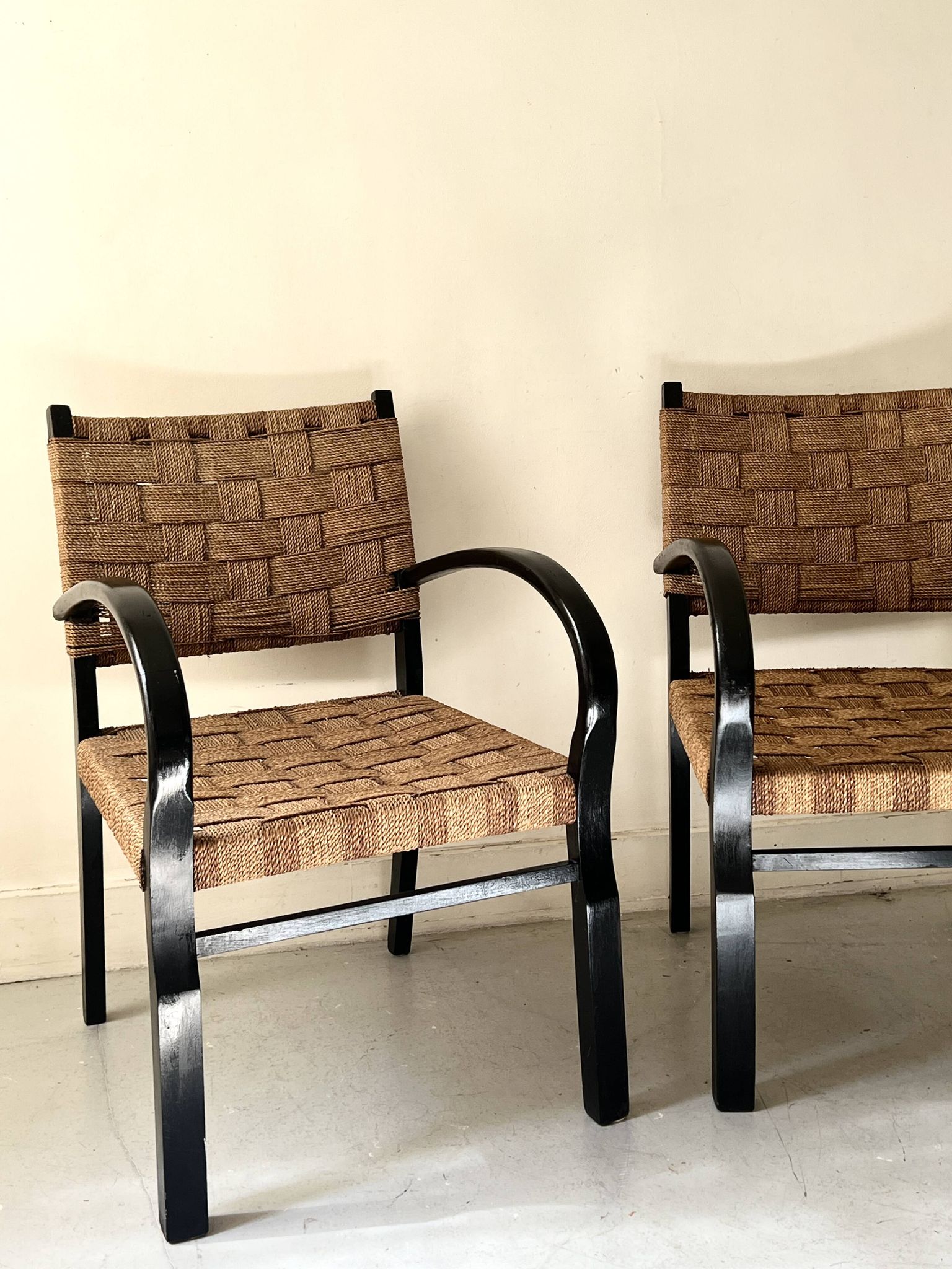 Scandinavian armchair in wood and rope by Axel Larsson, 1950