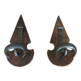 Pair of brutalist hooks