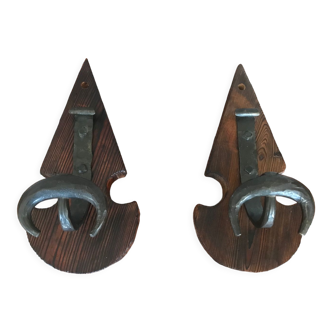 Pair of brutalist hooks