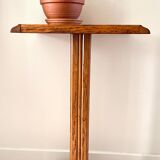 Vintage solid oak saddle plant holder