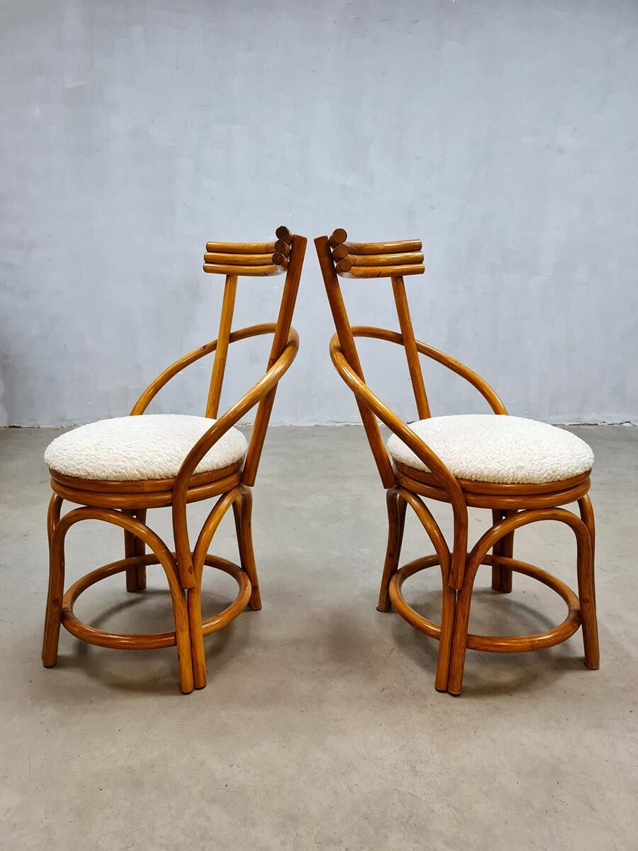 Vintage midcentury design bamboo dining chairs ‘Boucle’