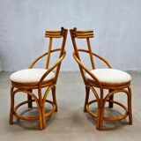 Vintage midcentury design bamboo dining chairs ‘Boucle’