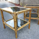 Pair of bamboo and smoked glass vintage bedside tables