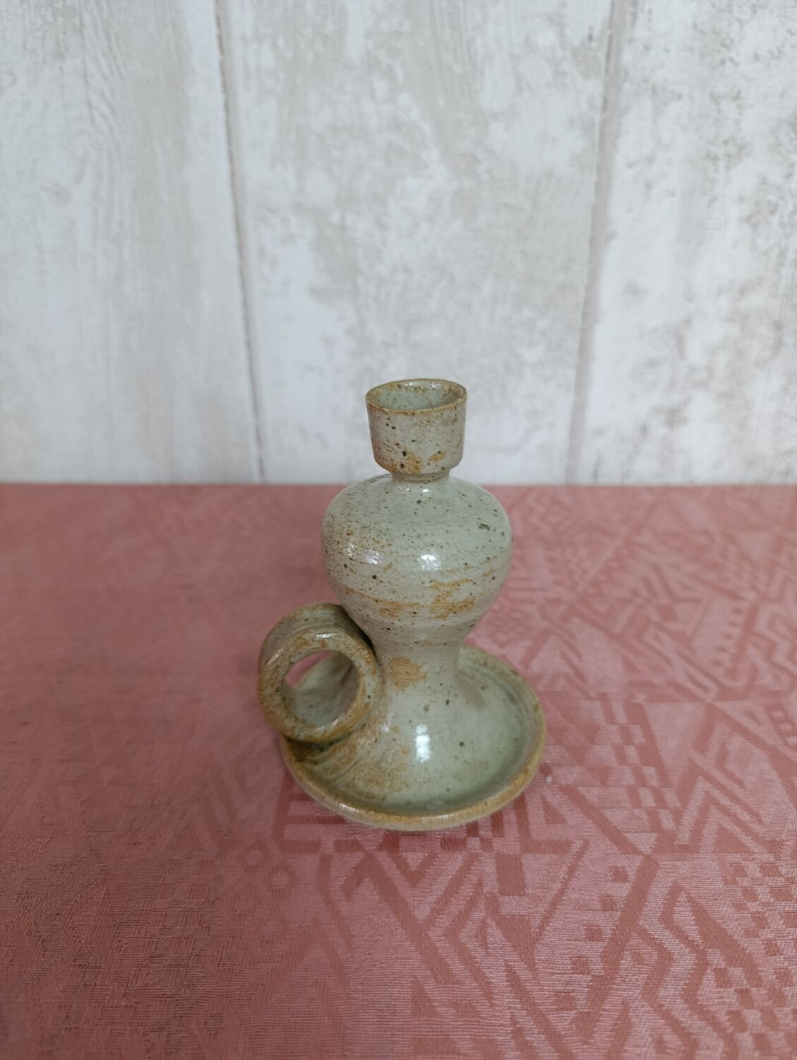 Glazed stoneware candlestick
