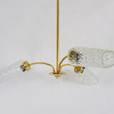 Branched chandelier, brass and glass tubes year 60