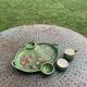Slurry dish for red fruits, cream pot and vintage sugar bowl