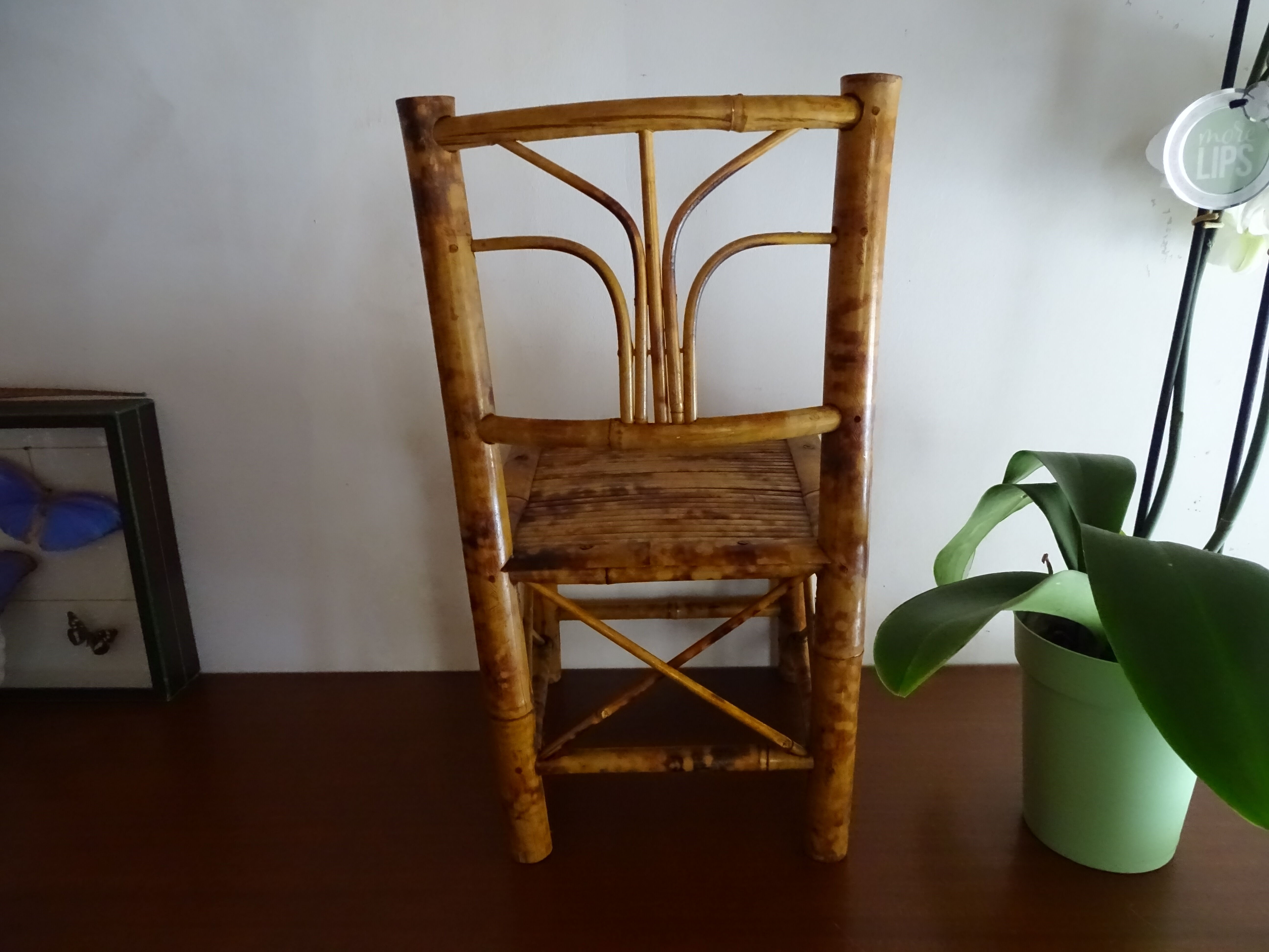 Chaise enfant bambou vintage 1960 H45 cm