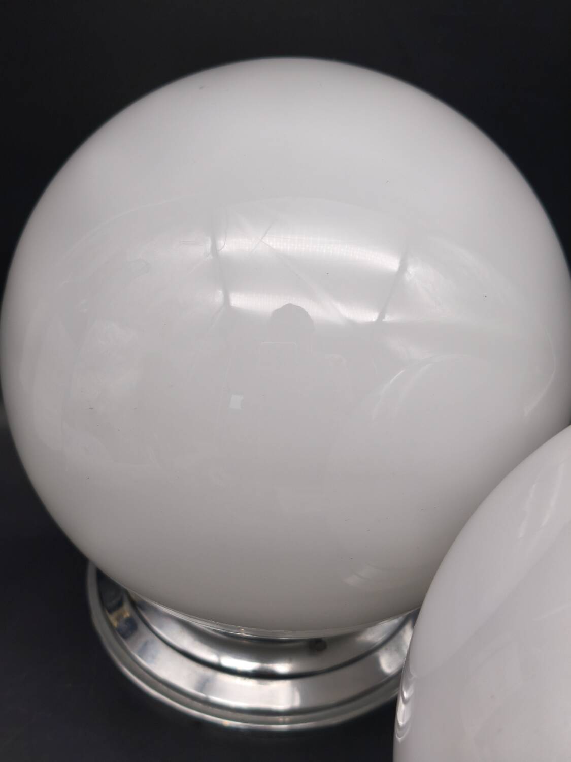 Pair of white opaline ceiling lights