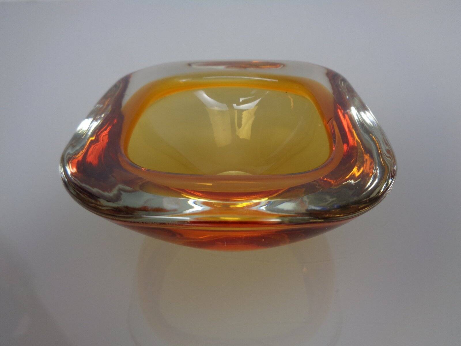 Amber Murano Glass Bowl, Italy, 1960s