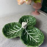 Cabbage leaf serving dish in majolica