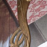 Miroir à main en laiton doré art nouveau 11x25cm