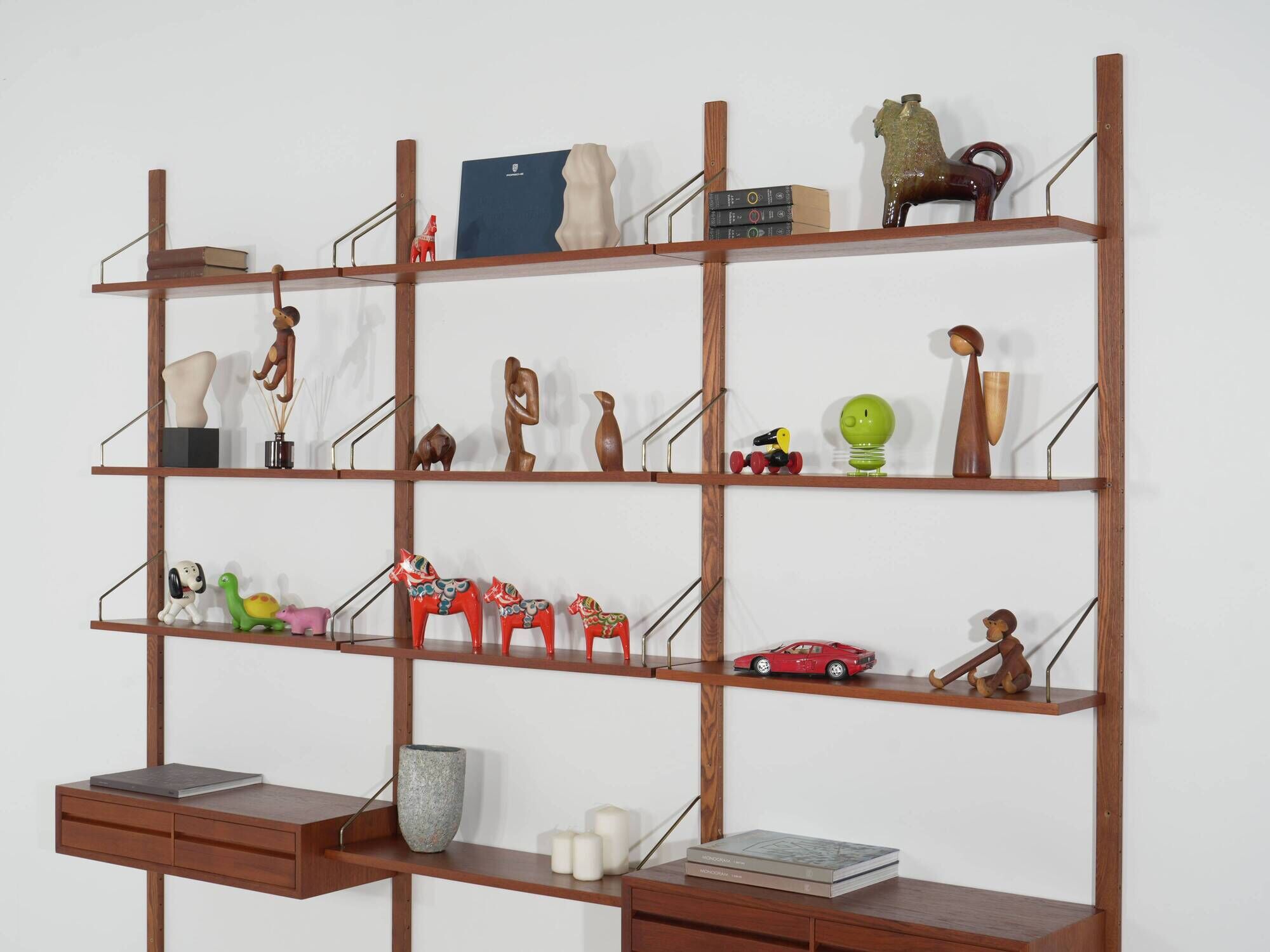 Cado modular shelving, teak veneer, Danish design, 1960s