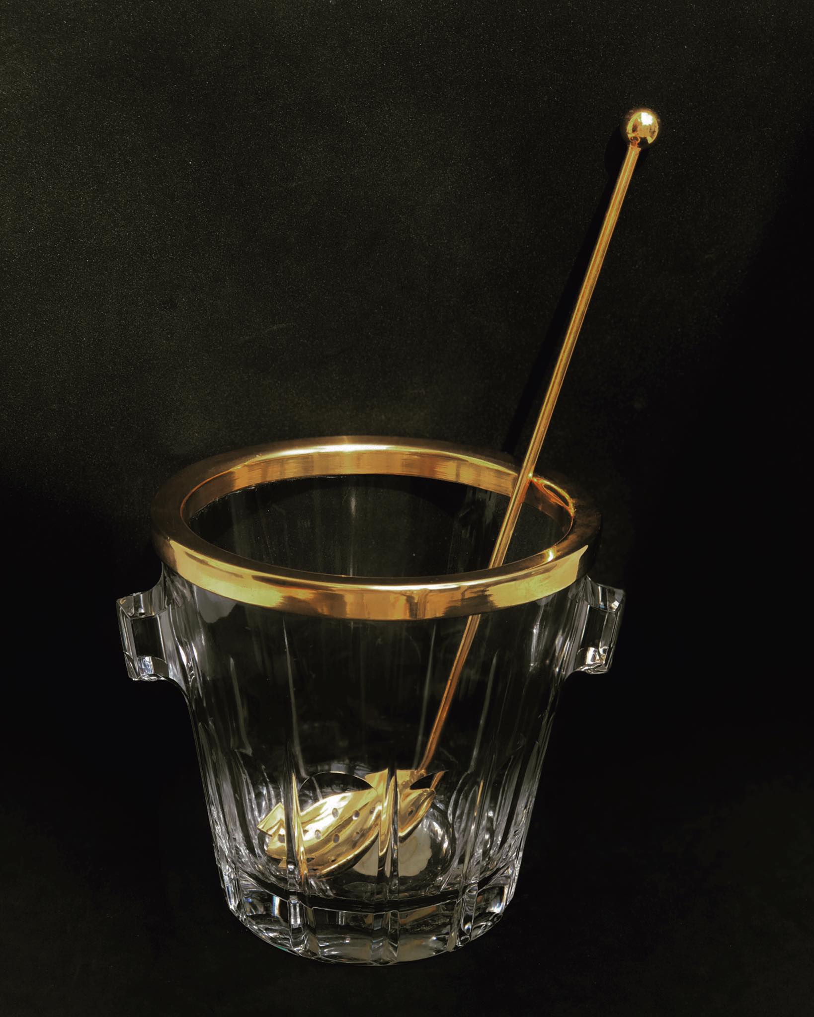 Ice bucket, moulded crystal made in Belgium by Val Saint Lambert