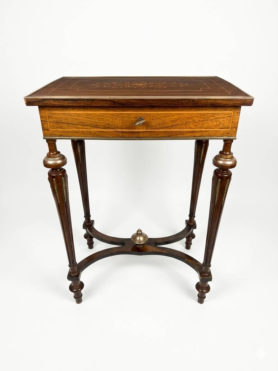 Napoleon III hairdresser in walnut and brass marquetry from the 19th century.