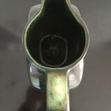 Carafe broc pitcher in green ceramic with metallic highlights