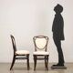 Pair of antique Thonet chairs no. 6 in beech and fabric, Vienna, Austria, 19th century.