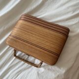 Striped wicker handbag briefcase