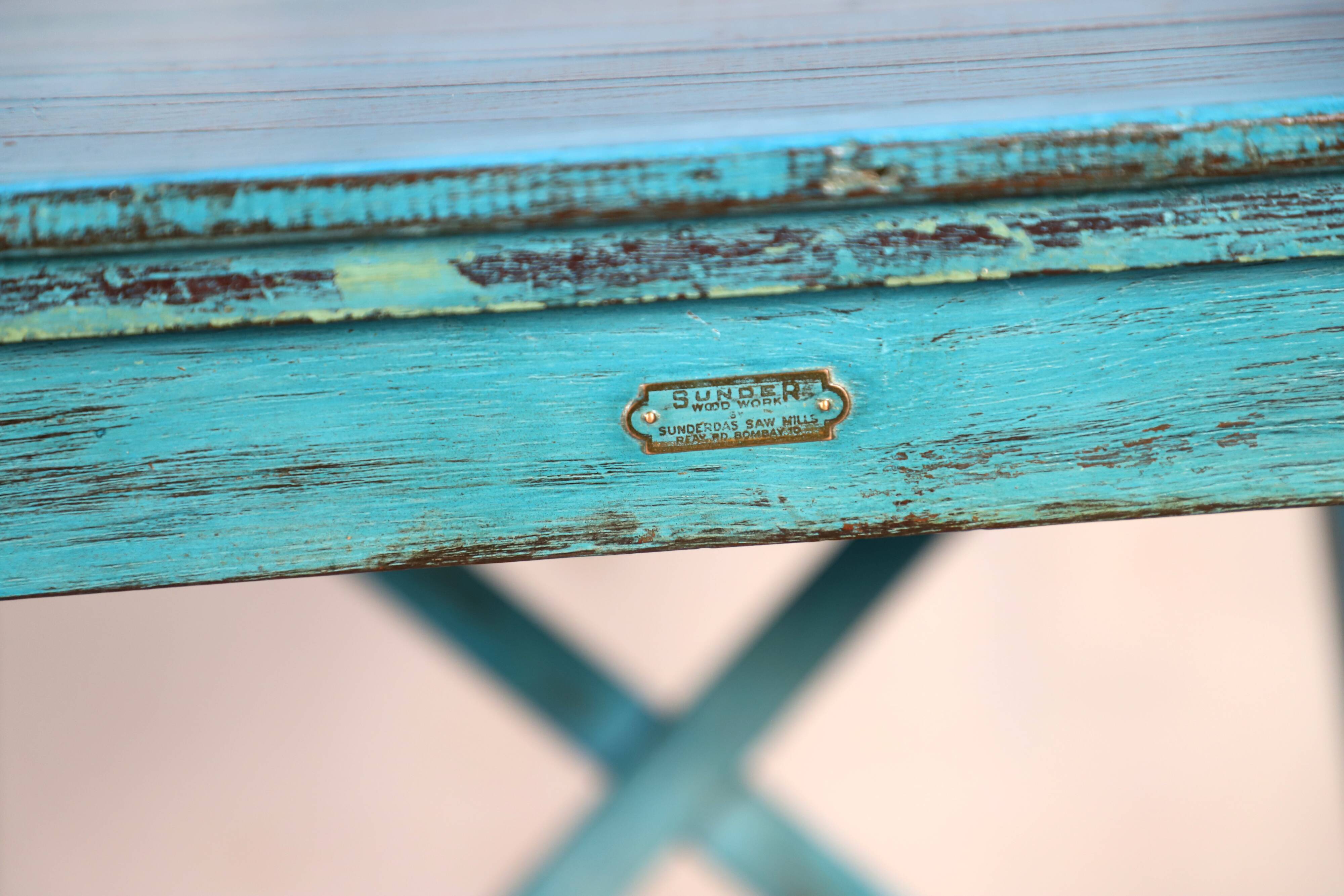 Old folding square table in Burmese teak