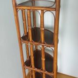 Corner shelf, corner unit, in wicker and wood
