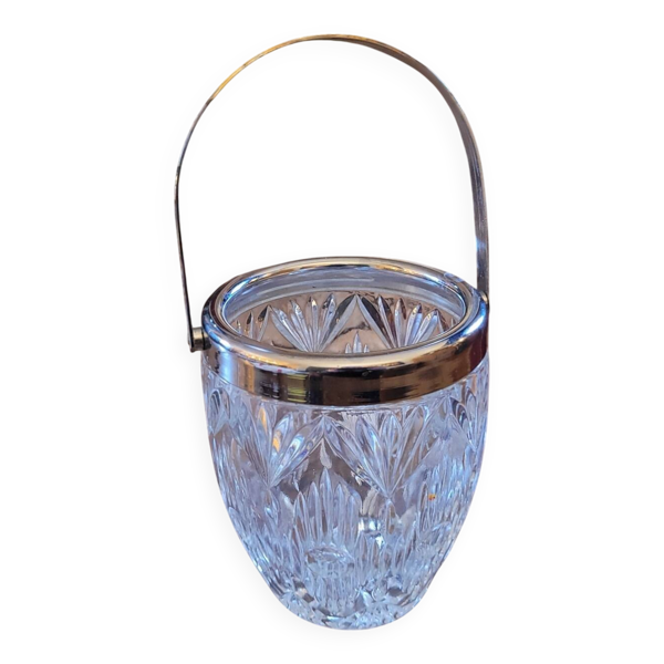 Seau à glace verre taillé 50-70's