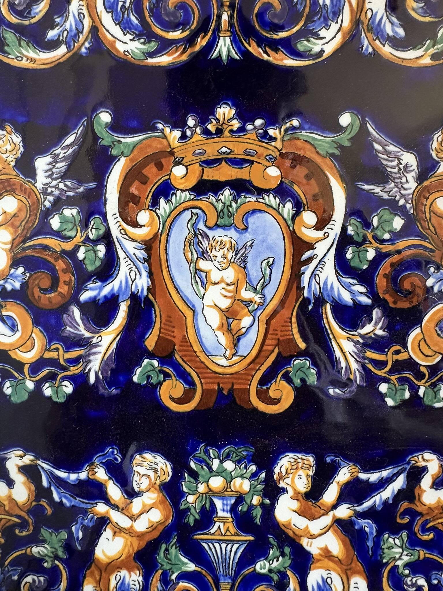 Old Dish Plate Handle Gien Earthenware Ceramic Renaissance Decor