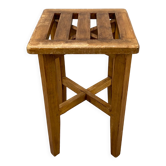Tabouret reconstruction années 50 à lattes de bois