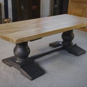 Antique monastery table in solid oak, dovetail joint, 20th century