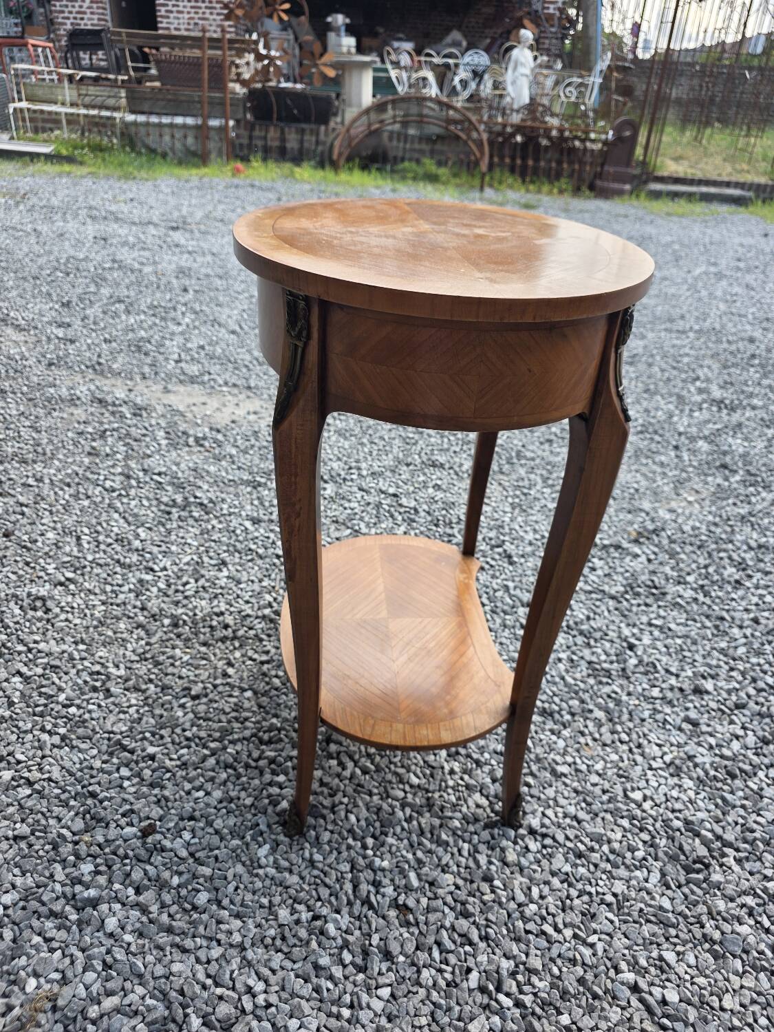 Louis XV style bedside table in cherry wood marquetry