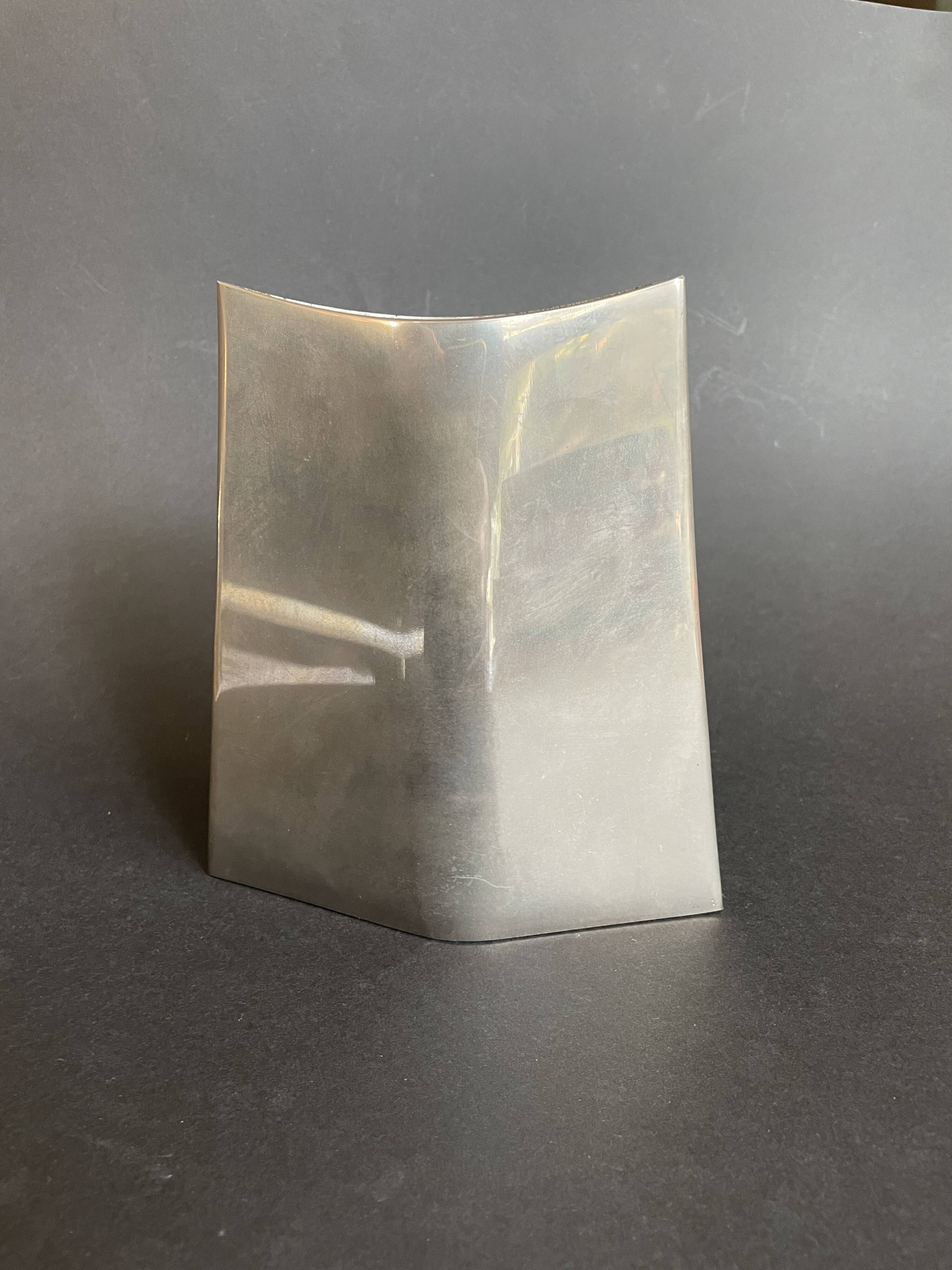 Dominique Imbert. Design vase in brushed metal circa 1970