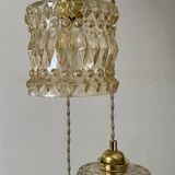 Triple antique globe pendant light in amber glass