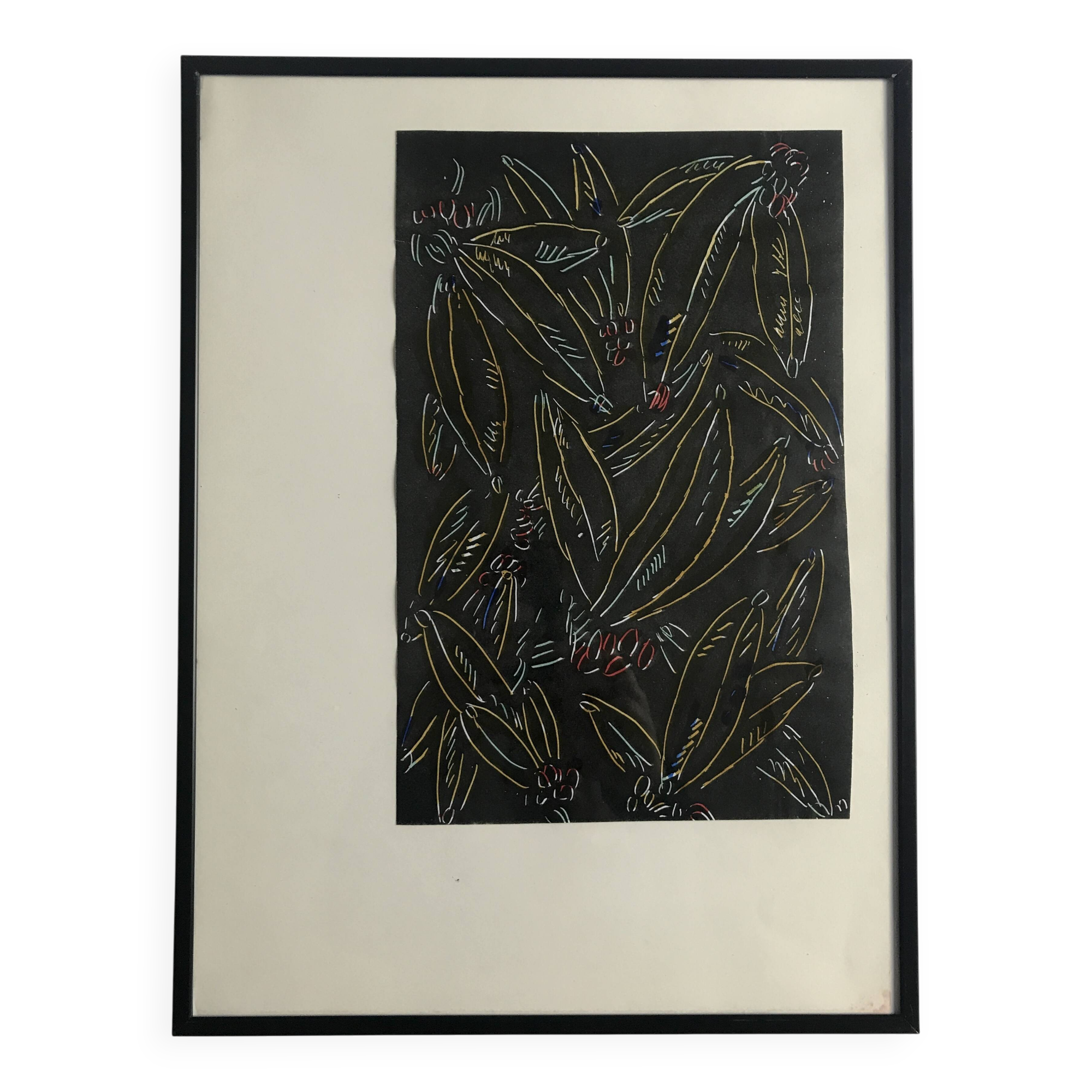 Elie Dayan, Untitled (Vegetal Pattern 2). Mixed media on paper.