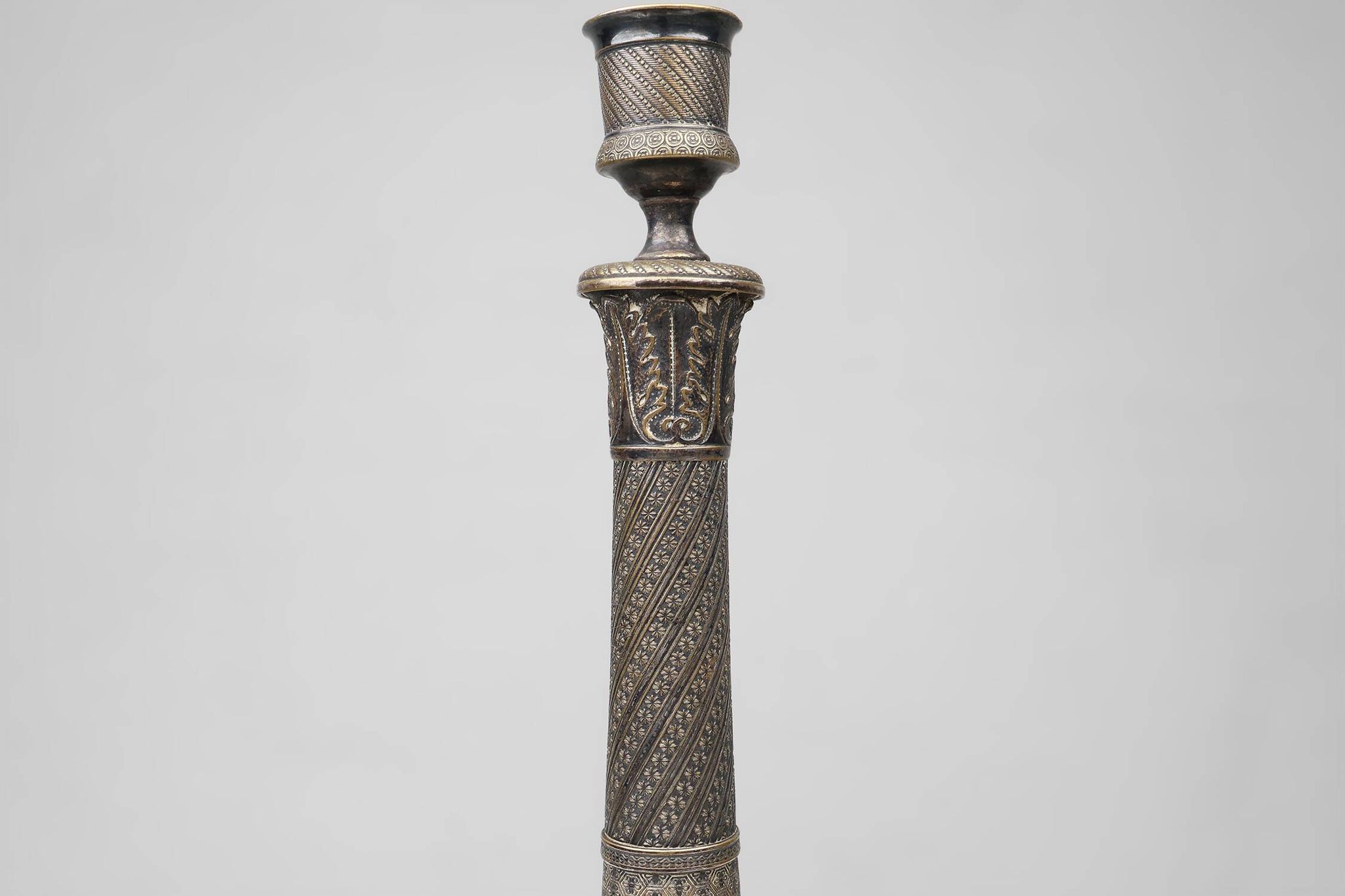 Large silver plated copper candlestick, France ca. 1900