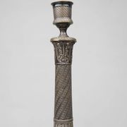 Large silver plated copper candlestick, France ca. 1900