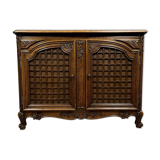 Magnificent curved woodwork buffet with double secret bottom, Louis XV style, in oak, circa 1900