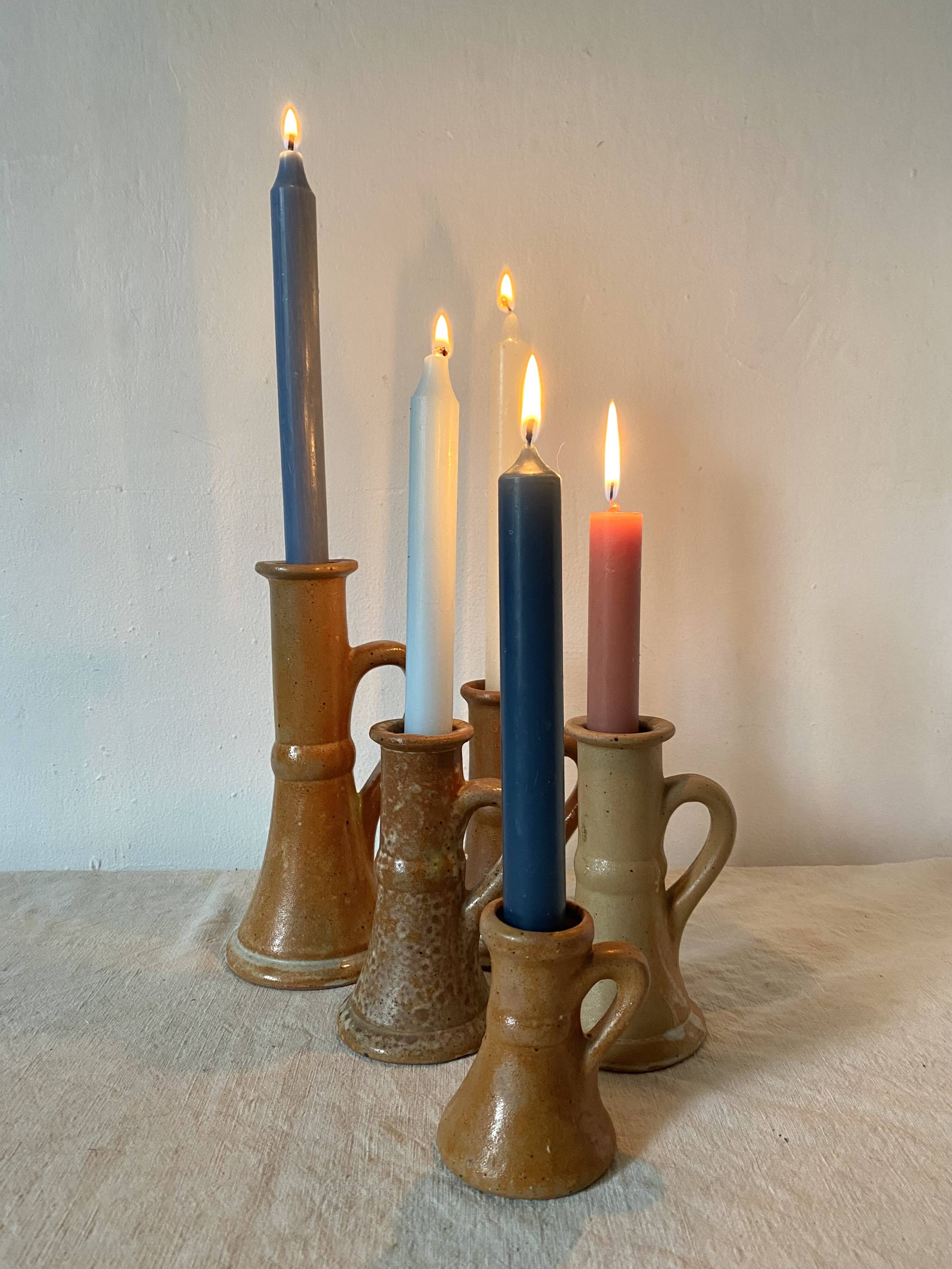 Stoneware candle holders x5