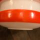 Suspension opaline orange et blanche verre années 60
