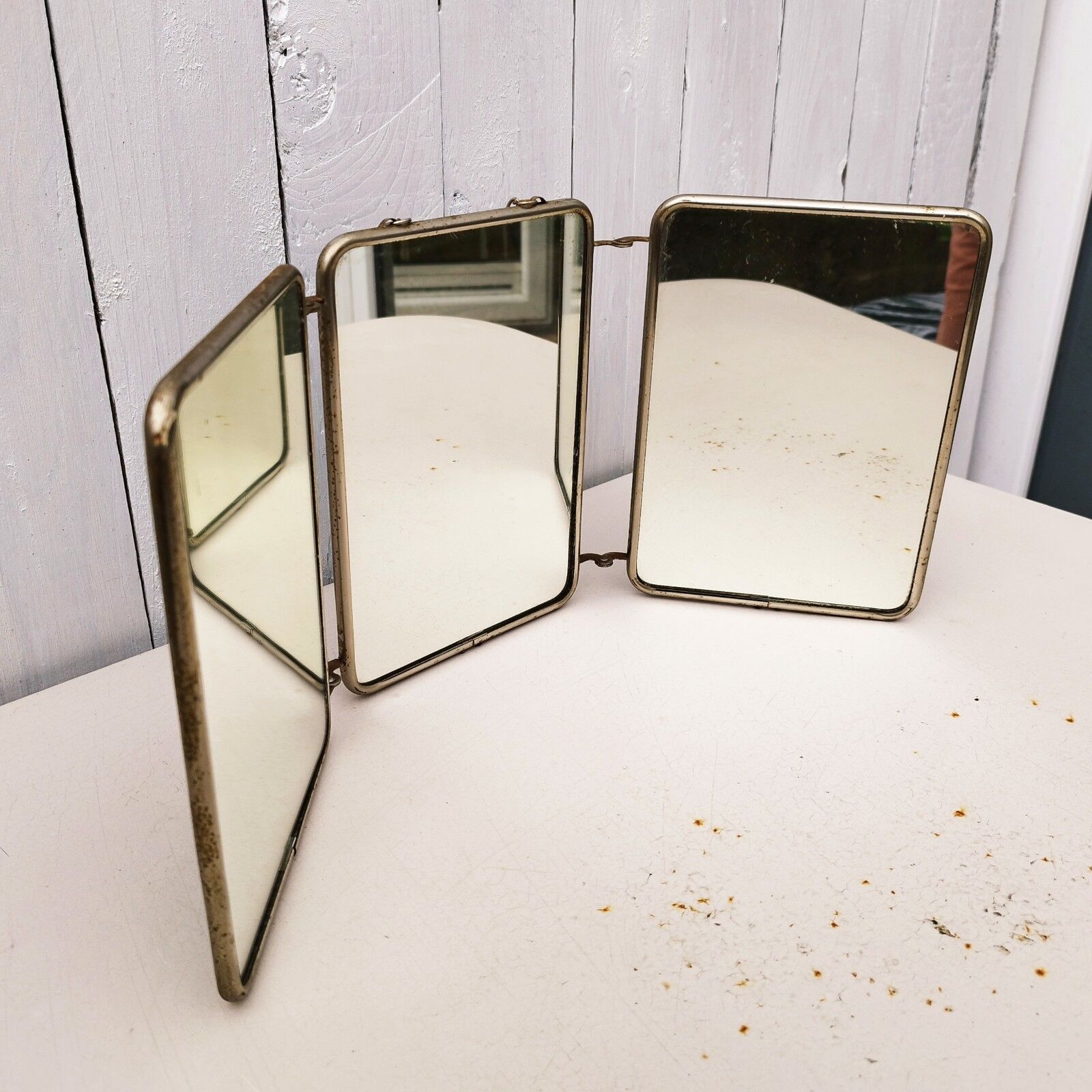 Vintage 50's triptych barber mirror