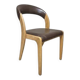 Vintage Curved-Back Dining Chair, Wood & Leatherette, Czechoslovakia, 1970s