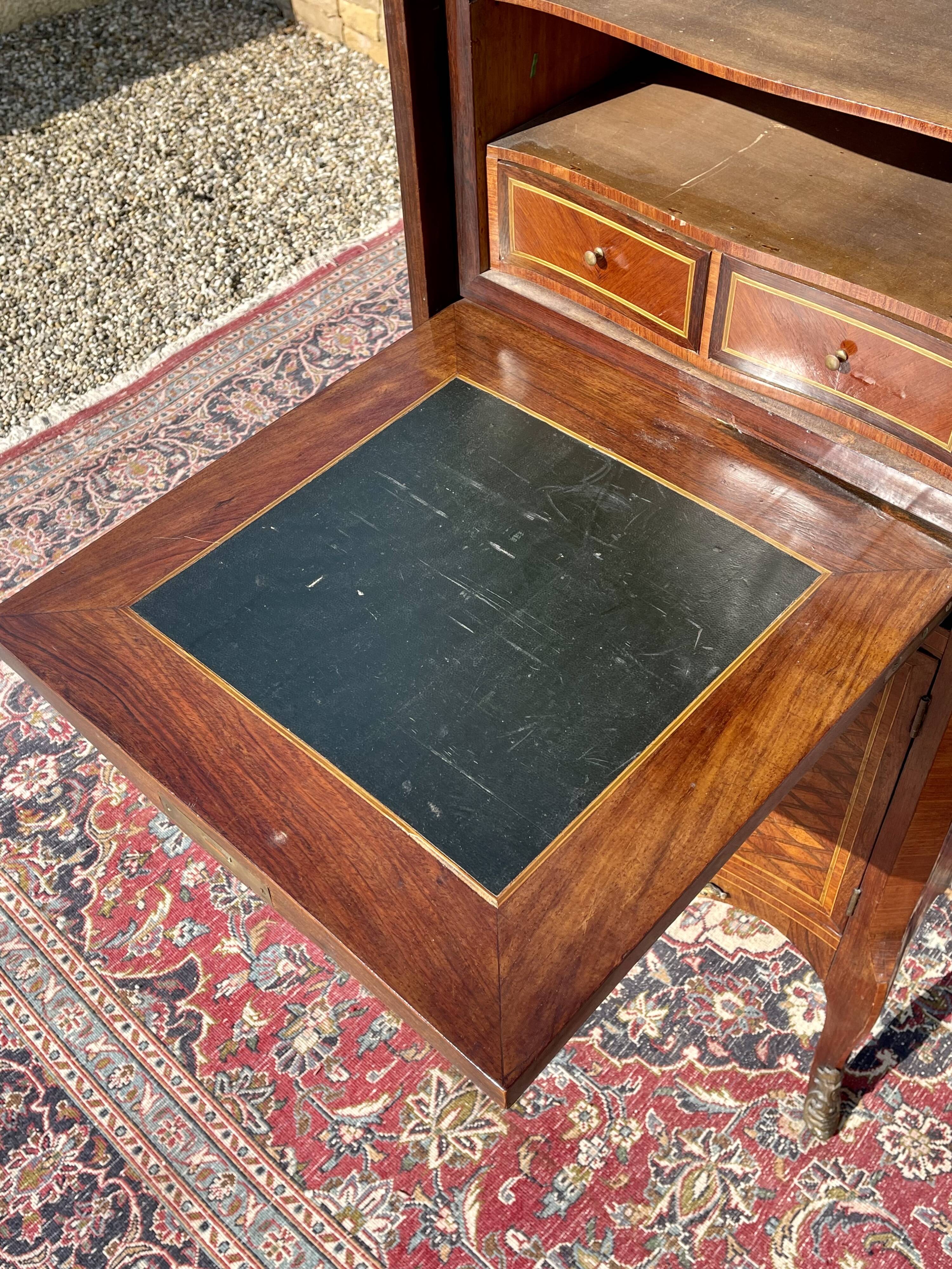 Small secretary in Marquetry of Losanges and Bronze
