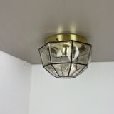 Ceiling Light "Iron Rings" made of Brass and Glass by Glashütte Limburg, Germany, 1970s