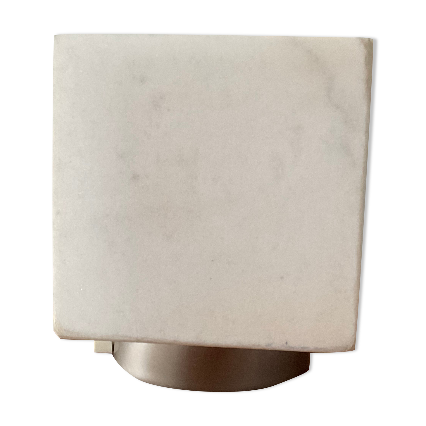 Vintage cube lamp in marble and chrome metal 70s