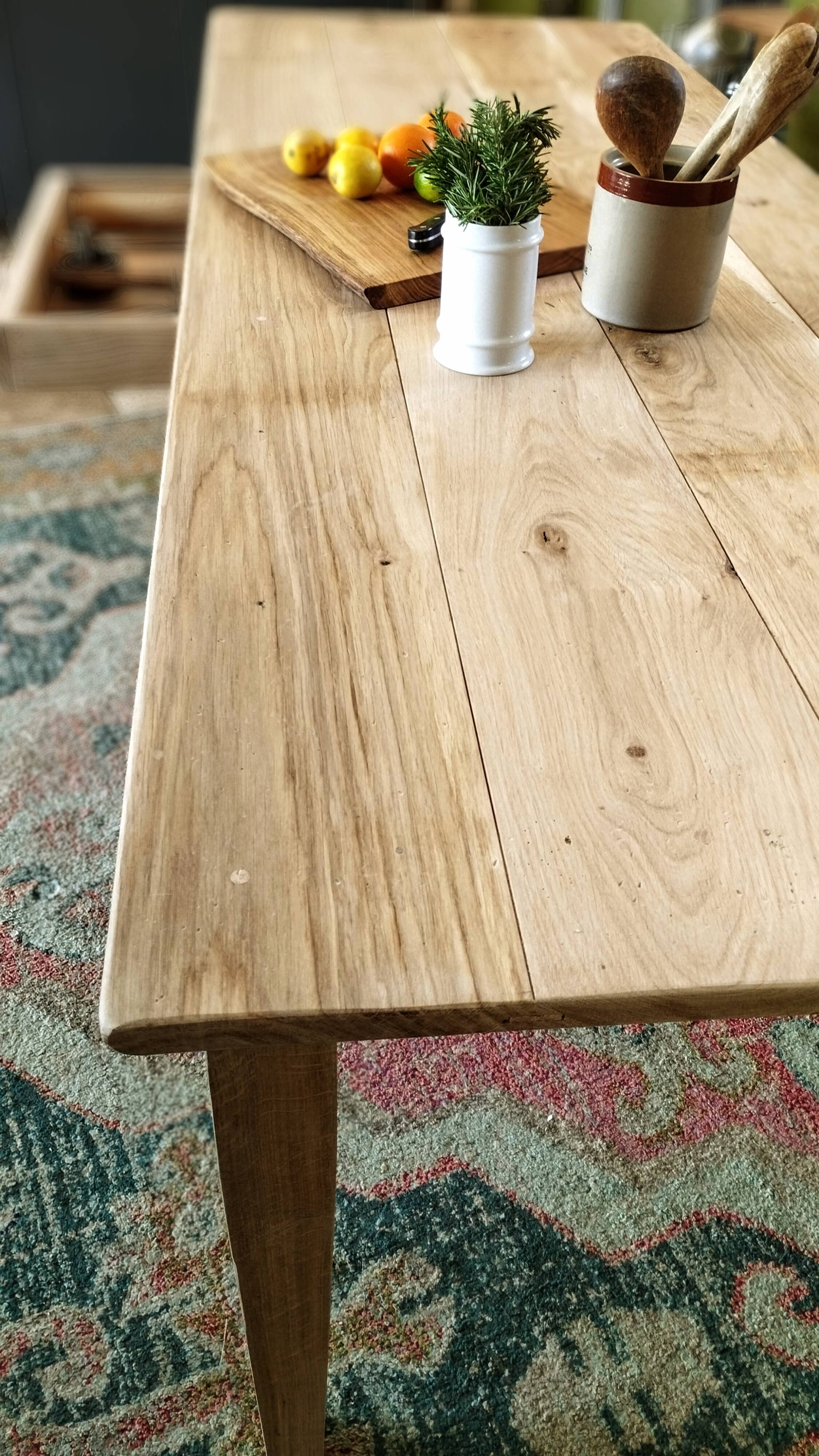 Solid oak farmhouse table 220 X 80 cm
