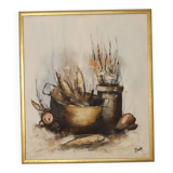 Swedish mid-century oil on canvas "Still Life Composition"